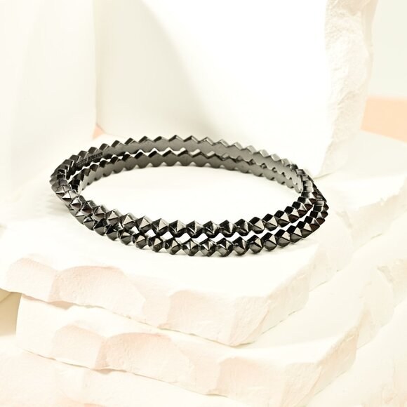 2 NWOT Kendra Scott Gun Metal Spiked Bangles Bracelets - Picture 6 of 7